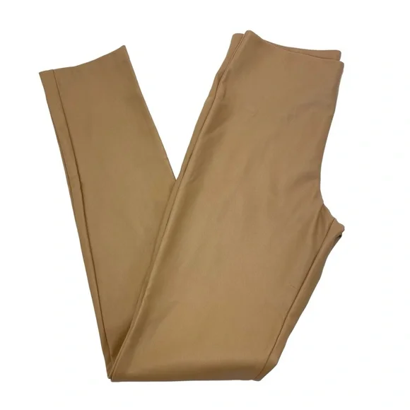 Zara Faux Leather Stretch Pants Large Camel - Picture 16 of 16